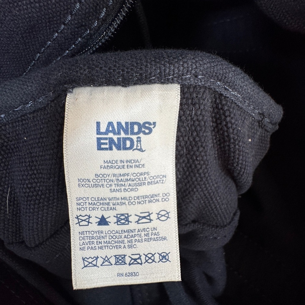 Lands End Canvas Zip Top Carry All Tote Bag Radiant Navy Blue 505515 - Picture 6 of 8